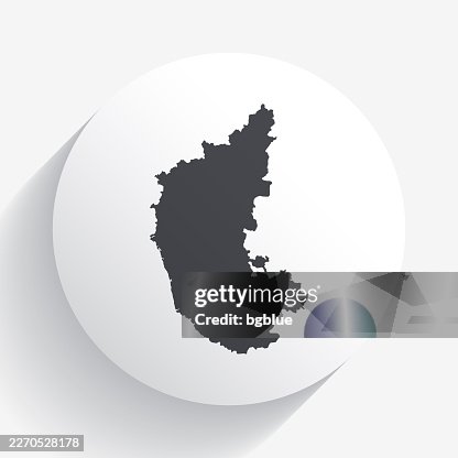 Karnataka map on circle button with long shadow Karnataka map on circle button with long shadow