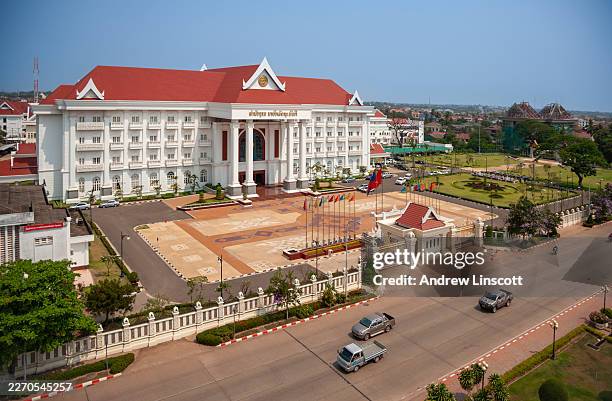 central government office building of the laos people's democratic republic, office of the prime minister of laos. in downtown vientiane, laos, - vientiane stock pictures, royalty-free photos & images
