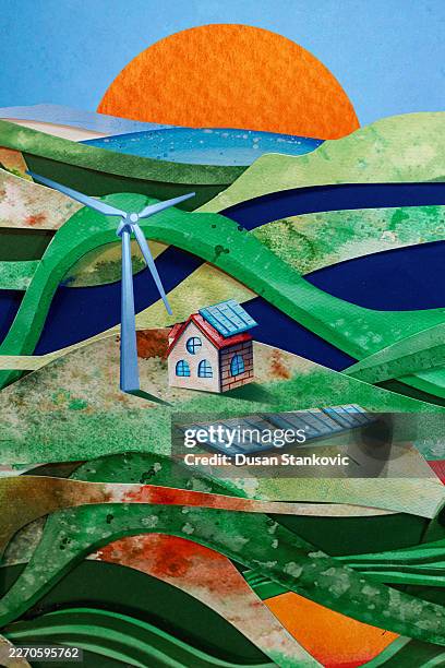 renewable world - sun panels stock illustrations