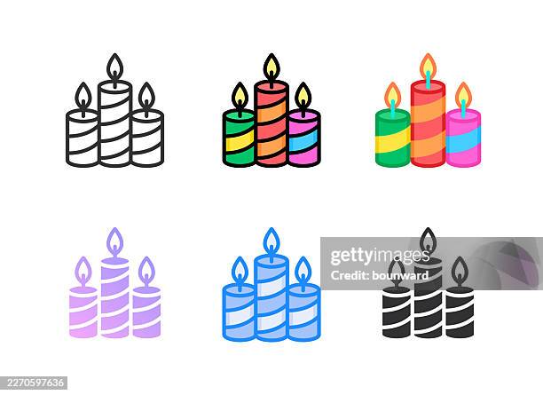 birthday candles icon. 6 different styles. editable stroke. - birthday candle stock illustrations