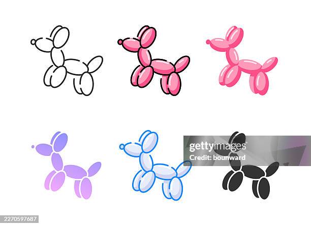balloon animal icon. 6 different styles. editable stroke. - twisted stock illustrations
