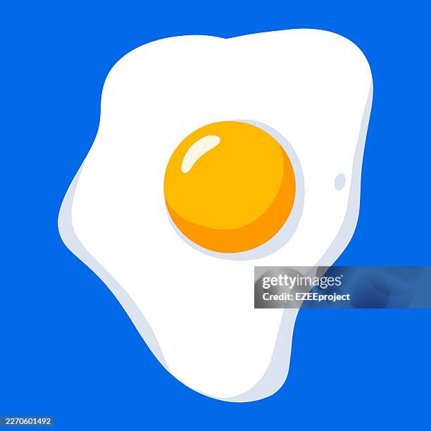 sunny side up egg illustration for breakfast. cartoon style fried egg icon for cooking menu. healthy protein breakfast food vector design - scrambled eggs breakfast stock illustrations