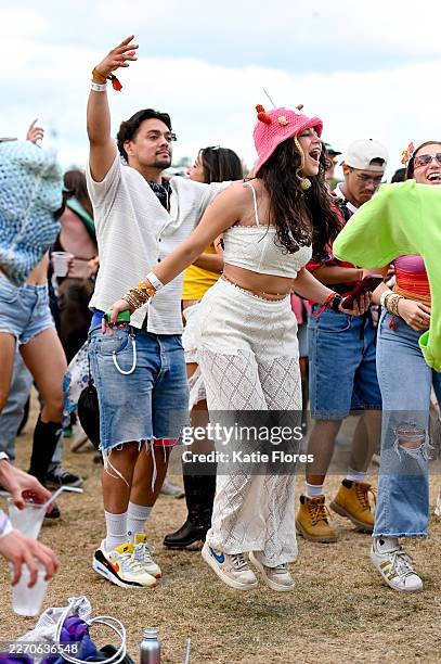 Festivalgoers at the 2026 Coachella Valley Music And Arts Festival - Weekend 1 - Day 3 on April 12, 2026 in Indio, California.