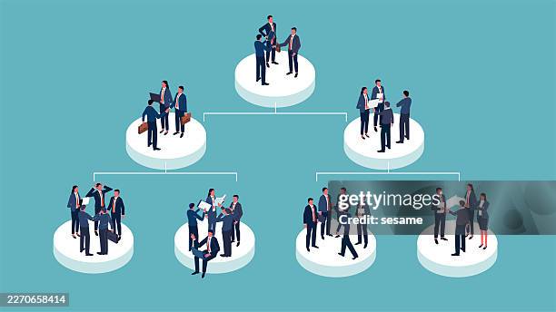 business team organizational chart, for business meetings or business organizations. isometric view of the team organization member structure chart - classified ad stock illustrations