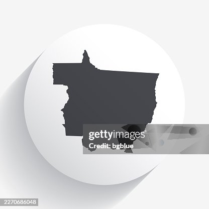 Mato Grosso map on circle button with long shadow Mato Grosso map on circle button with long shadow