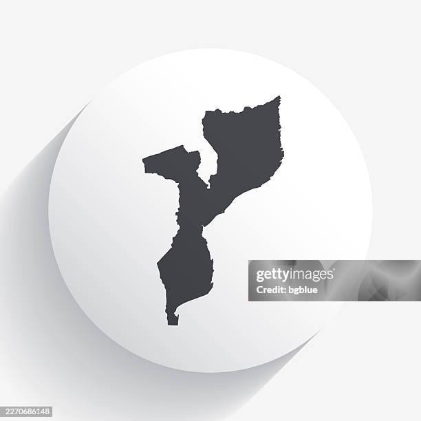 mozambique map on circle button with long shadow - mozambique stock illustrations