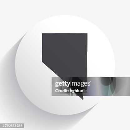 Nevada map on circle button with long shadow Nevada map on circle button with long shadow