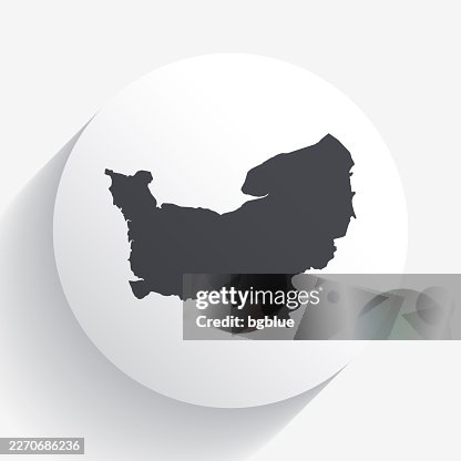 Normandy map on circle button with long shadow Normandy map on circle button with long shadow