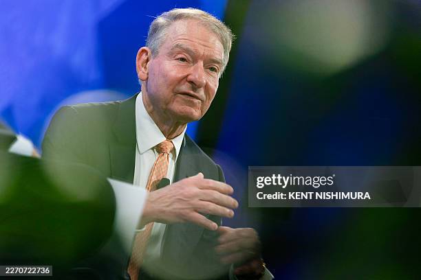 Chairman of the US Securities and Exchange Commission Paul S. Atkins speaks during the first day of the 2026 Spring Meetings at IMF headquarters in...