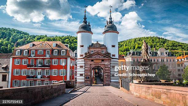 old bridge gate in heidelberg, germany - heidelberg stock pictures, royalty-free photos & images