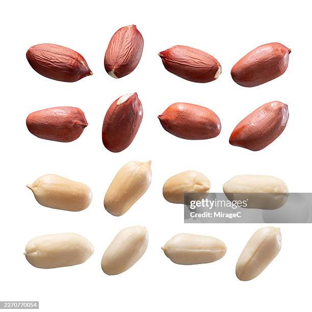 peanuts isolated on white background - peanuts isolated stock pictures, royalty-free photos & images