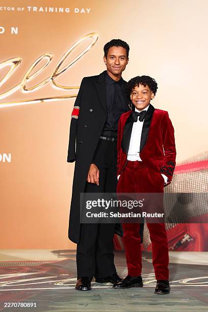 Jaafar Jackson and Juliano Valdi attend the "Michael" Global Fan Premiere at Uber Eats Music Hall on April 10, 2026 in Berlin, Germany.