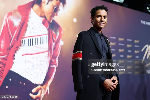 Jaafar Jackson attends the "Michael" Global Fan Premiere at Uber Eats Music Hall on April 10, 2026 in Berlin, Germany.