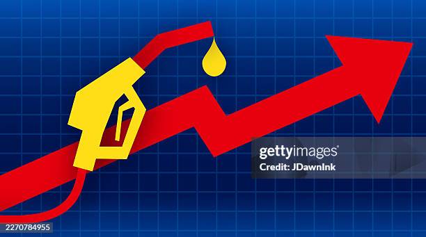 increase in gas prices web banner design template concept with gas pump and arrow going up - ink spreading stock illustrations