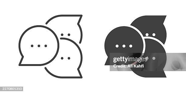 group chat thin line and glyph solid icon. editable stroke and perfect pixel isolated on transparent background - language translation stock illustrations