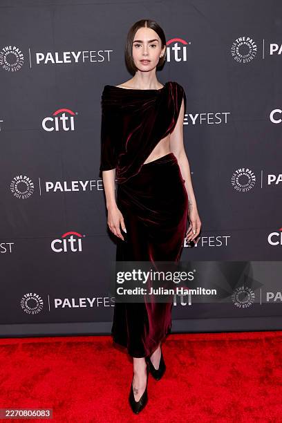 Lily Collins attends Netflix's "Emily in Paris" during 2026 PaleyFest LA at Dolby Theatre on April 10, 2026 in Hollywood, California.