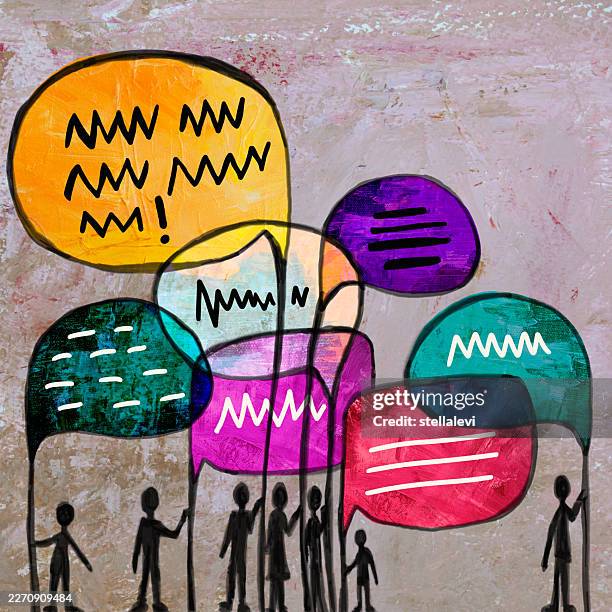 people protesting or expressing opinions - acrylic painting stock illustrations