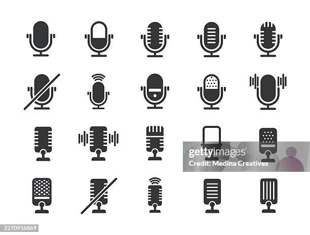microphone icons - glyph solid series icon - microphone icon stock illustrations
