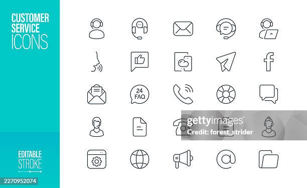 customer service line icon set editable stroke - building cross section stock illustrations