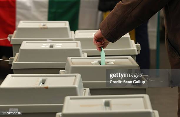 Voters cast their ballots at a polling station in Hungarian parliamentary elections on April 12, 2026 in Budapest, Hungary. Hungary is holding...