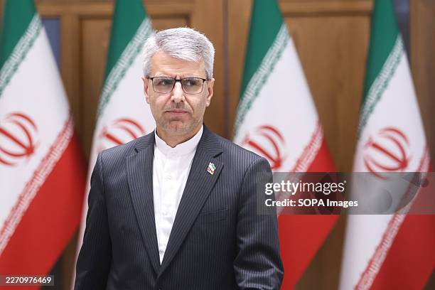 Esmail Baghaei Hamaneh, current spokesperson of Ministry of Foreign Affairs seen during his weekly press conference.