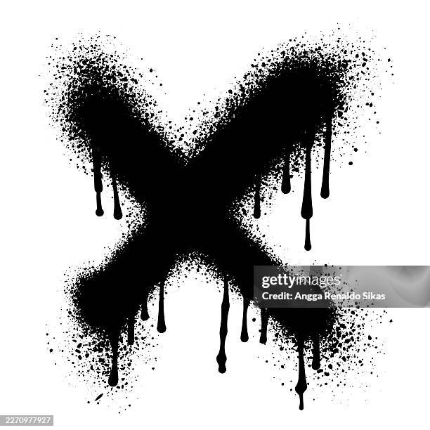 letter x or cross shape in black graffiti airbrush spraypaint - spray paint stock illustrations