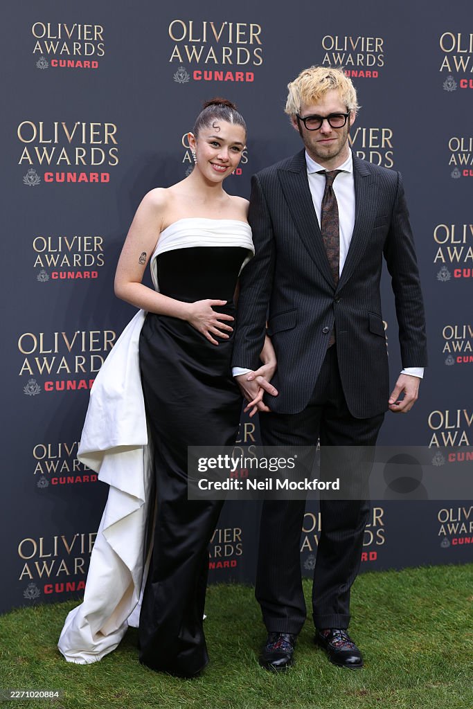 Neil Riddiford Isis Hainsworth and Jack Riddiford attend The Olivier Awards 2026 ...