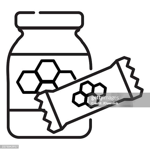 ilustraciones, imágenes clip art, dibujos animados e iconos de stock de barra de proteína y suplemento en polvo de proteína para pérdida de peso y ejercicio línea fina icono - stroke editable - barra de cereal