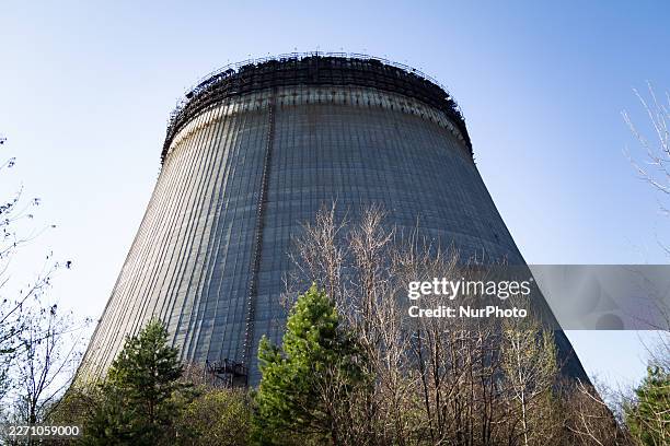 Cooling tower is at the Chornobyl Nuclear Power Plant in the Kyiv region, Ukraine, on April 14, 2026. April 26 marks the 40th anniversary of the...