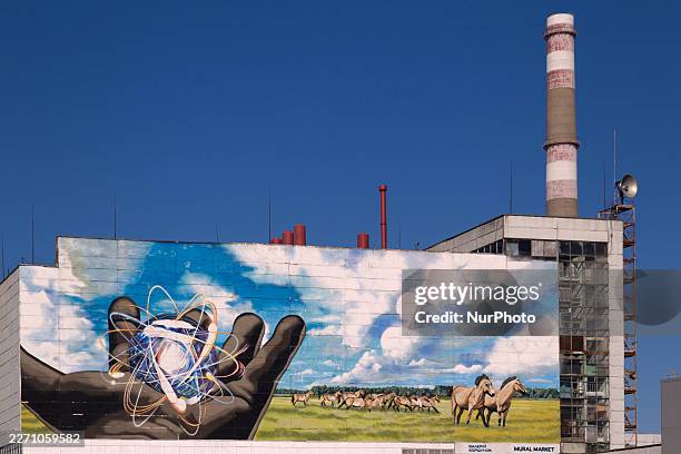 The Look into the Future mural is on the eastern wall of a machine room that overlooks the office at the Chornobyl Nuclear Power Plant in the Kyiv...