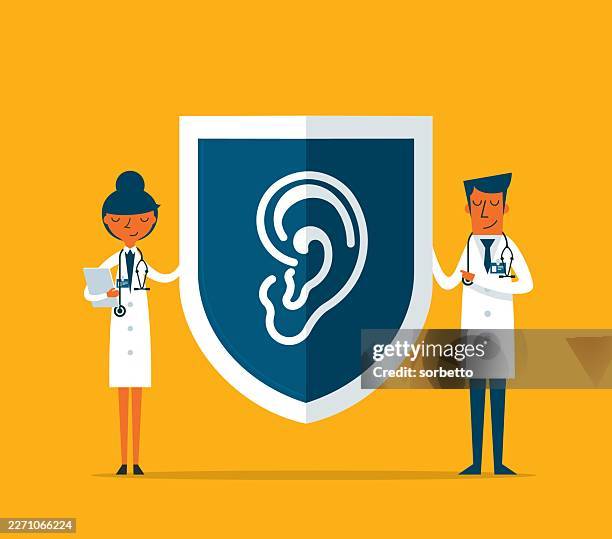 human ear protection - earlobe stock illustrations