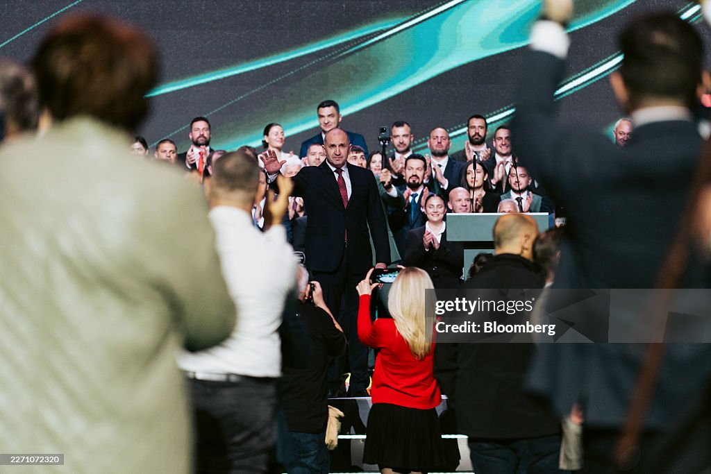 Rumen Radev, former Bulgarian president, at his election campaign ...