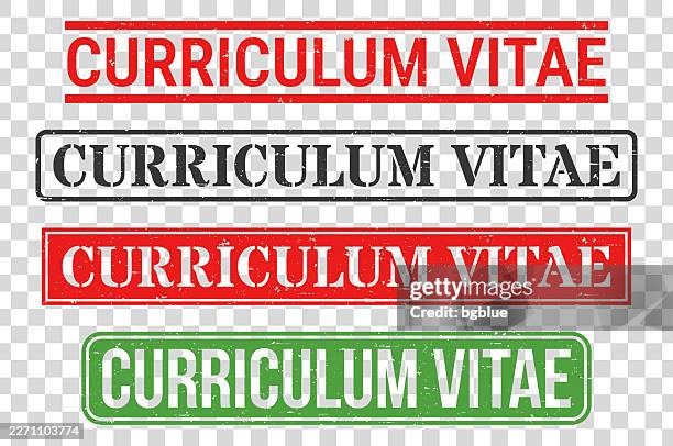 curriculum vitae - rubber stamp set on blank background - creating cv stock illustrations