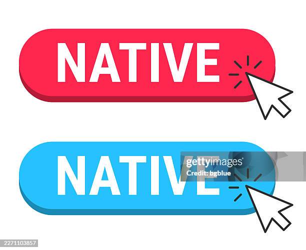 native - red and blue buttons with cursor on white background - native arrowhead stock illustrations