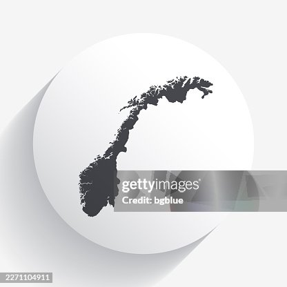 Norway map on circle button with long shadow Norway map on circle button with long shadow