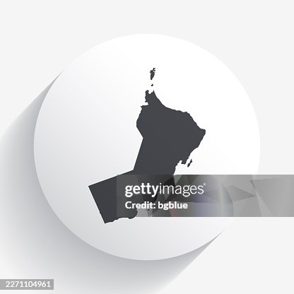 Oman map on circle button with long shadow Oman map on circle button with long shadow