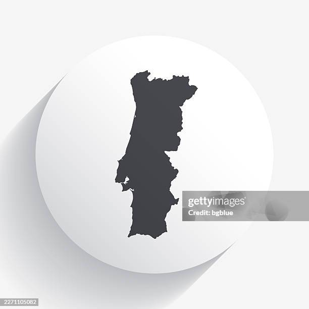 portugal map on circle button with long shadow - lisbon stock illustrations