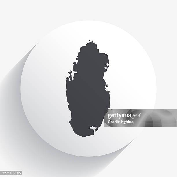 qatar map on circle button with long shadow - doha stock illustrations