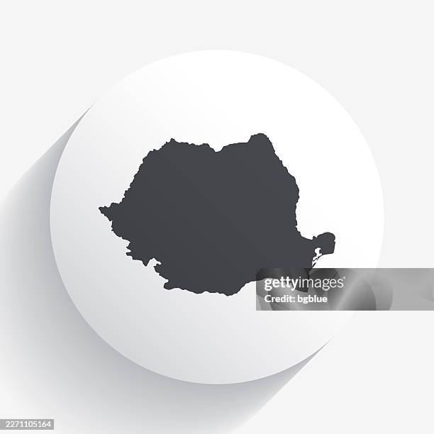 romania map on circle button with long shadow - bucharest stock illustrations