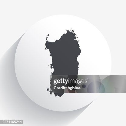 Sardinia map on circle button with long shadow Sardinia map on circle button with long shadow