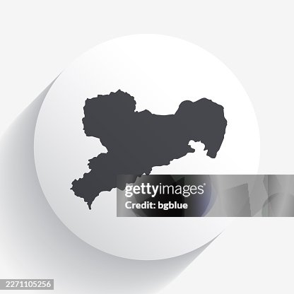 Saxony map on circle button with long shadow Saxony map on circle button with long shadow
