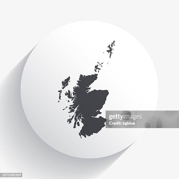 scotland map on circle button with long shadow - edinburgh stock illustrations