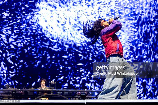 Subtronics and Oliver Tree perform at the Sahara Tent during the 2026 Coachella Valley Music and Arts Festival on April 12, 2026 in Indio, California.