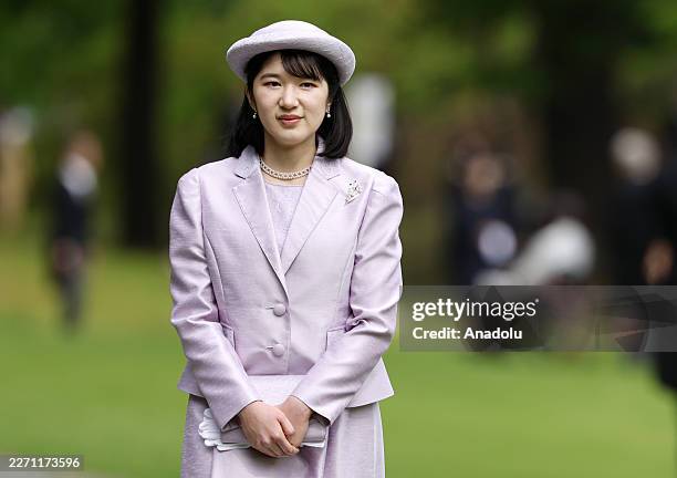 Japan's Princess Aiko, daughter of Emperor Naruhito and Empress Masako, attends during the Spring Imperial Garden Party at the Akasaka Imperial...
