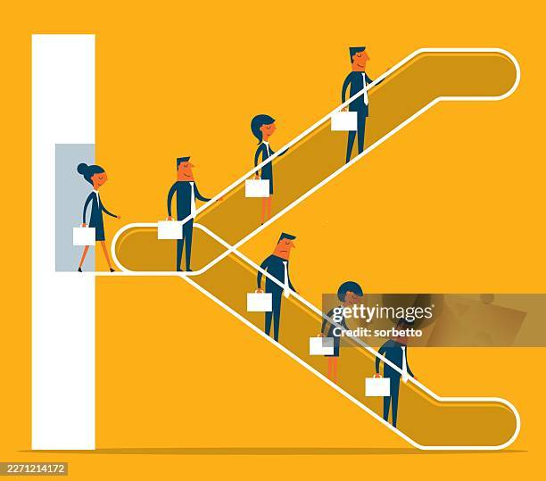 k-shaped economy - business people - stereotypically middle class stock illustrations