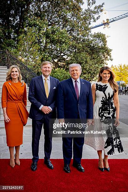 Queen Maxima of the Netherlands, King Willem-Alexander of The Netherlands, President Donald Trump of The United States and First Lady Melanie Trump...