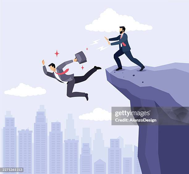 business failure and risk consequences concept illustration - difficult decision stock illustrations