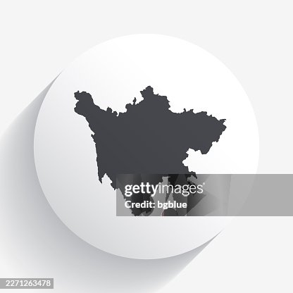 Sichuan map on circle button with long shadow Sichuan map on circle button with long shadow
