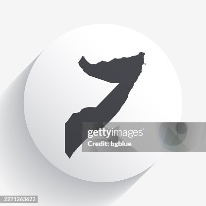Somalia map on circle button with long shadow Somalia map on circle button with long shadow