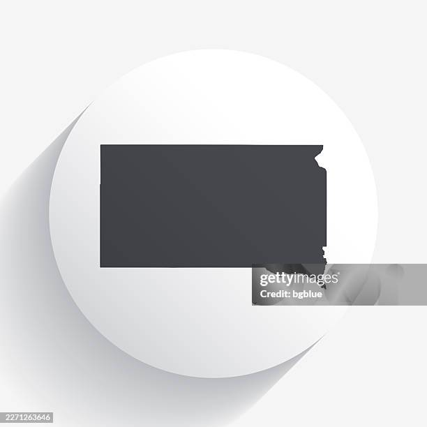 south dakota map on circle button with long shadow - sioux falls stock illustrations